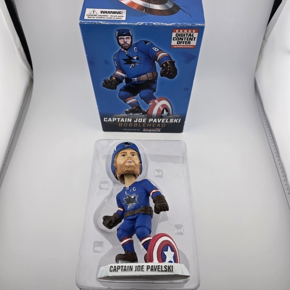 Captain Joe Pavelskiโ Bobblehead Marvel x Sharks 2018 NIB - Picture 9 of 9
